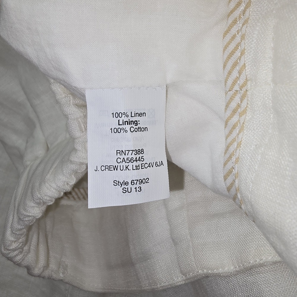 J Crew 100% Linen Drawstring Pull-On Waist Pockets Mini Skirt Size 4 Cream NWT - Picture 7 of 8